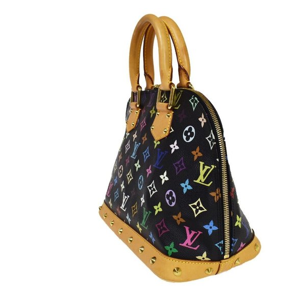 LOUIS VUITTON Logo Alma Hand Bag Monogram Multi Leather Black - Picture 4 of 16